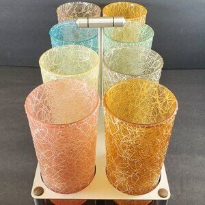 Set of (8) Vintage 1950s-60s Color Craft Shat-R-Pruf Spaghetti String Tumblers